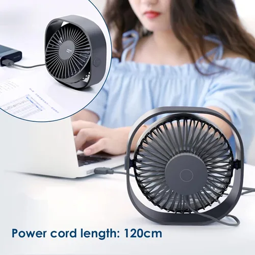 Miniatura 3 de Simpeak Ventilador USB pequeño, silencioso y portátil, alimentado por USB (sin batería), refrigeración de 3 ajustes de velocidad, ventilador Gris