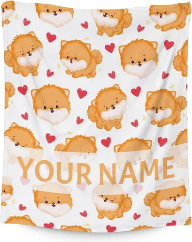 Miniatura 13 de Manta de Pomerania para niñas, tamaño de regazo de 30 x 40 pulgadas, manta de felpa suave y mullida, manta rosa para perro para sala de estar