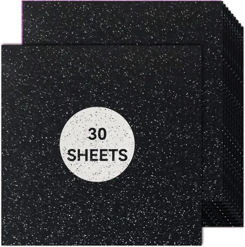 Cartulina negra con purpurina de 12 x 12 pulgadas, papel para Cricut, tarjeta gruesa para hacer tarjetas, álbumes de recortes, manualidades (30