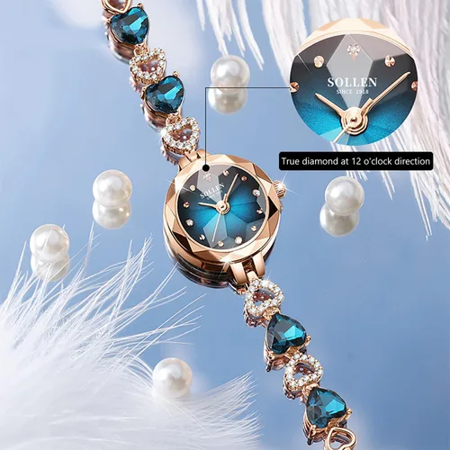 Miniatura 3 de SOLLEN Reloj de cuarzo para mujer, relojes analógicos de cuarzo de moda impermeables para mujer