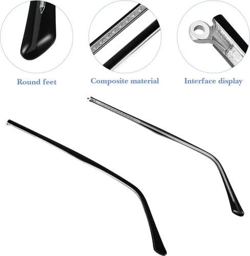 Miniatura 5 de iplusmile 1 par de patillas de repuesto de lentes de metal, lentes negros, brazos, piernas, kit de reparación de gafas (negro)