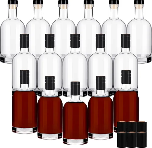 Miniatura 9 de Botella de Vino 3PCS 750 ML Botellas de Vidrio con Tapas 25 oz Botellas de Vidrio Transparente con Corcho Botella de Vino Vacía con Tapón