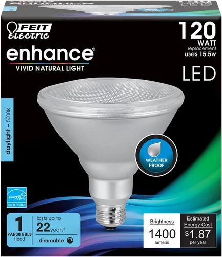 Miniatura 2 de Feit Electric Bombilla LED PAR38, equivalente a 120 W, regulable, luz diurna de 5000 K, 1400 lúmenes, vida útil de 22 años, base E26, bombilla