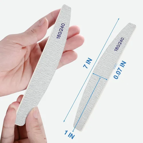 Miniatura 7 de Limas de uñas (paquete de 12), lima de uñas de madera de grano 180/240, lima de uñas de doble cara de madera Emory para uñas naturales, profesional