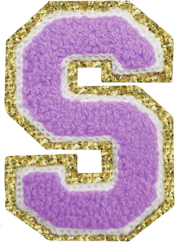 Miniatura 147 de Parches de letras termo-adhesivas de felpilla para chaquetas, parches de letras universitarias con brillantina para planchar en la letra azul A