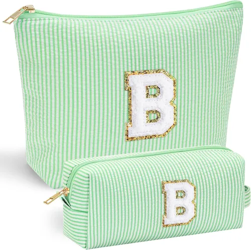 Miniatura 94 de YOOLIFE Regalos del Día de la Madre para mujeres, bolsa de maquillaje con inicial, bolsa de cosméticos, bolsa de maquillaje de viaje, regalos Rosado