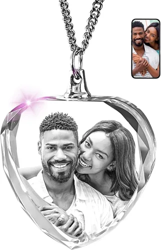 ArtPix 3D Collar personalizado de corazón con foto de cristal, regalo personalizado para padre, papá, hombres, mujeres, él, ella, abuelo, grandes
