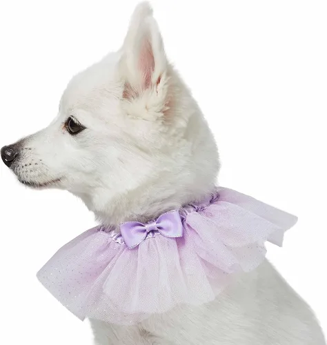 Miniatura 6 de Blueberry Pet My Little Princess - Collar ajustable para perro con malla bordada y corbatín, azul bebé, talla S
