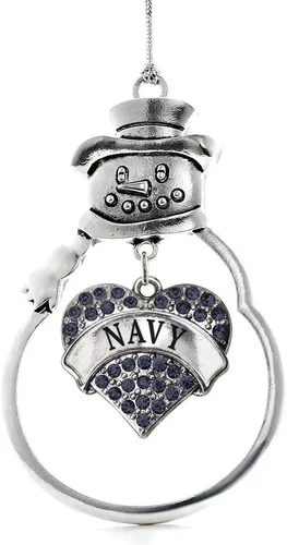 Miniatura 23 de Inspired Silver - Fuerza Aérea - Adorno de Navidad plateado - Adorno de árbol de Navidad con colgante de corazón azul con circonita cúbica