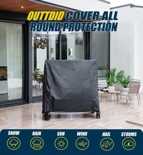 Miniatura 7 de Funda de mesa de ping pong 600D resistente al agua para exteriores e interiores, plegable, 9 x 5 pies, mesas de tenis de mesa plegables