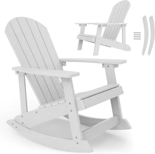 Miniatura 15 de YEFU Mecedora para exteriores, mecedora Adirondack, silla mecedora de patio con respaldo ancho, silla mecedora de gran tamaño con aspecto de madera