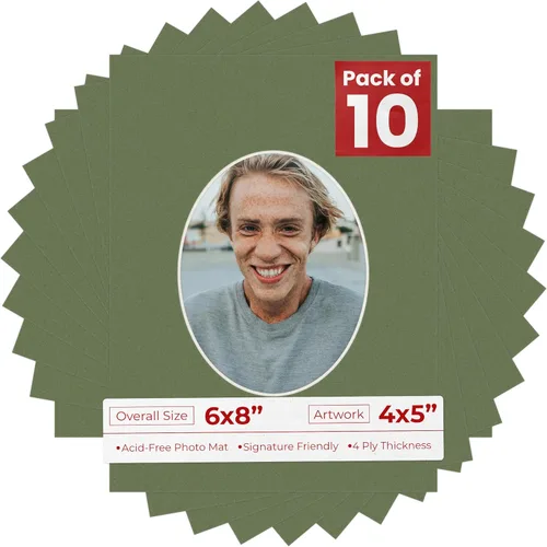 Miniatura 84 de Alfombrilla de 6 x 8 pulgadas, corte biselado para fotos de 4 x 5 pulgadas, diseño ovalado de color gris medio, sin ácidos, mate para proteger tus