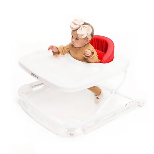 Andadera Joovy Spoon con centro de actividades para bebé con tres alturas ajustables, bandeja extra grande y capacidad de peso de 13.6 kg - Rojo