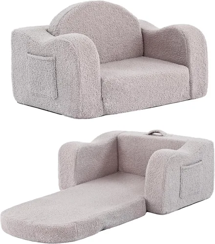 Miniatura 20 de Tiita Sillón Sofá para Niños, Sillas Sofá Cómodas Plegables para Niños Pequeños, Sofás de Felpa 2 en 1 Desplegables para Niños, Silla con Rosa
