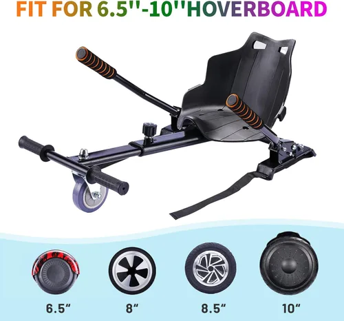 Miniatura 4 de SIMATE Aeropatineta con combinación de accesorios de asiento, 6.5 pulgadas, autoequilibrante, con altavoces Bluetooth y luces LED para niños
