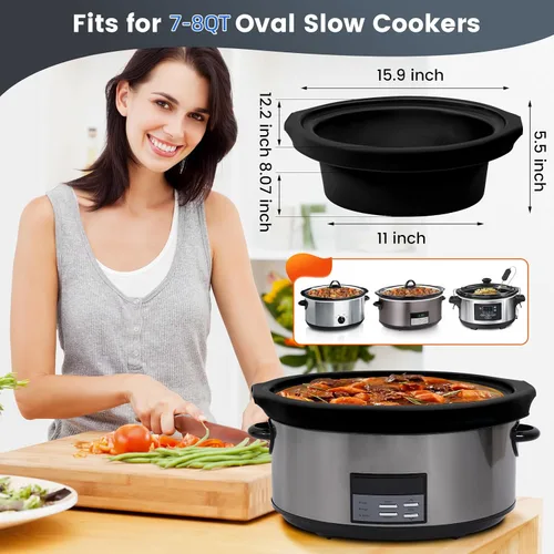 Miniatura 2 de Forros para olla de cocción lenta que se ajustan a Crock Pot de 6,5 a 7,5 l, 2 piezas de forros para olla de cocción lenta de 6,5 a 7,5 l para ollas