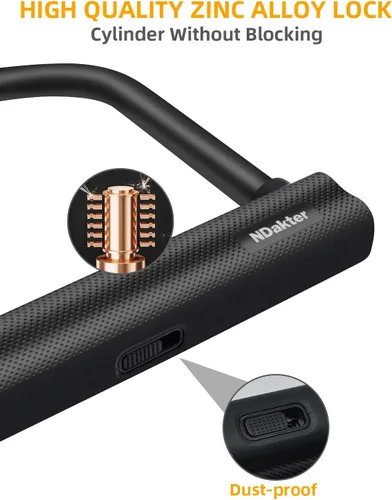 Miniatura 5 de NDakter Cerraduras de bicicleta antirrobo, cerradura en U de bicicleta para bicicleta eléctrica, grillete de 0.71 pulgadas con 3 llaves