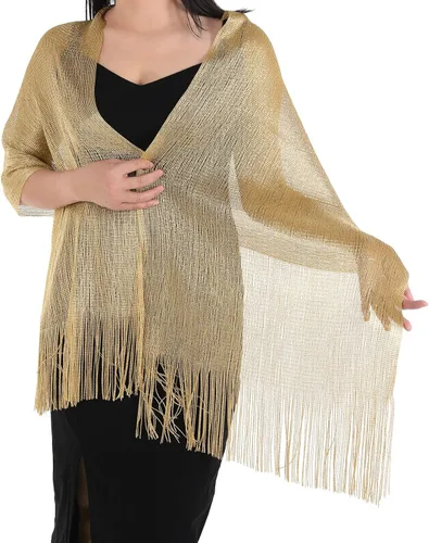 Miniatura 3 de Aster Chales metálicos brillantes y envolturas para vestidos de noche con hebilla para mujer, chales y envolturas para fiesta, novia, dama de honor