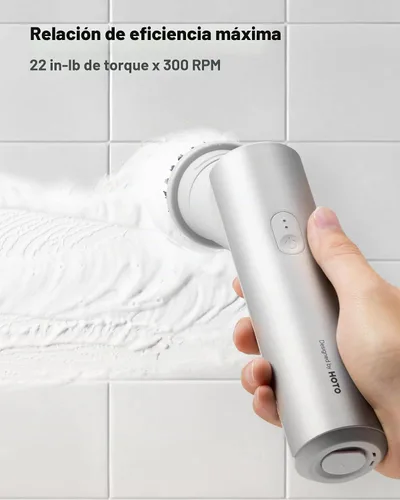 Miniatura 5 de HOTO Cepillo giratorio eléctrico de mano de mango corto, IPX7, resistente al agua, cepillo de limpieza de baño, máximo 22 pulgadas-lb, con 9