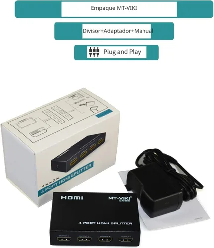 Miniatura 6 de MT-ViKI Divisor HDMI 1 en 4 Salida, Divisor HDMI de 1x4 con Alimentación 4 Puertos con Adaptador de CA, Distribuidor Full HD 3D 4Kx2K@30Hz para PS4
