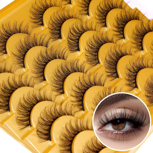 Miniatura 8 de Pestañas postizas de aspecto natural con efecto Wispy, pestañas falsas de 12mm cortas de visón sintético, pestañas postizas de ojo de gato, paquete