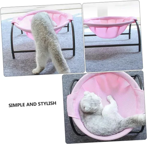 Miniatura 3 de UKCOCO Hamaca elevada para gatos, elegante y duradera para mascotas para uso en interiores y exteriores, marco elegante para descansar y relajarse