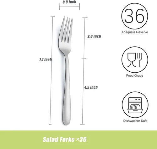 Miniatura 2 de Tenedores de ensalada de 36 piezas, tenedores pequeños de 7 pulgadas de acero inoxidable pulido con espejo y apto para lavavajillas, utilizado