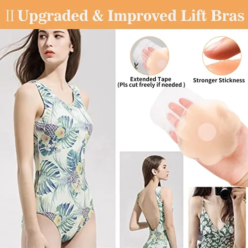 Miniatura 2 de Brasier adhesivo, sujetador adhesivo de silicona para levantamiento de senos, brasier invisible para levantamiento de senos, cubiertas para pezones