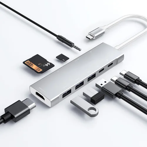 Miniatura 10 de Adaptador USB C HUB para iPad Pro 9 en 1 iPad Pro M4 M2 M1 13 12.9 11 pulgadas iPad Air 5 4 estación de acoplamiento con 4K HDMI, USB-C PD, lector