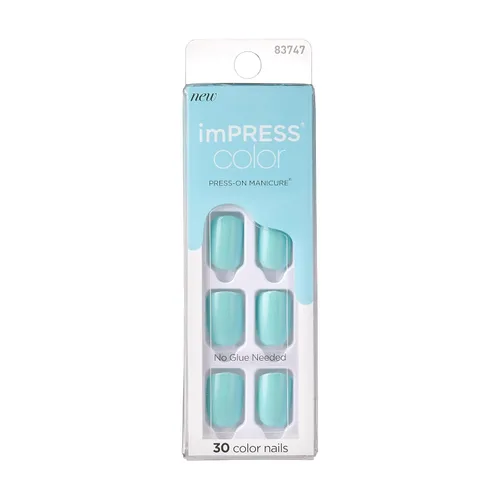 Miniatura 9 de KISS imPRESS Uñas a presión sin pegamento, 'Baby why so Blue', Azul, Tamaño corto, Forma cuadrada, Incluye 30 uñas, almohadilla de preparación, hoja