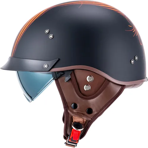 Miniatura 2 de VCOROS - Medio casco para motocicleta F07 de cara abierta, aprobado por DOT VCOROS Medio casco de motocicleta F07 de cara abierta aprobado por DOT
