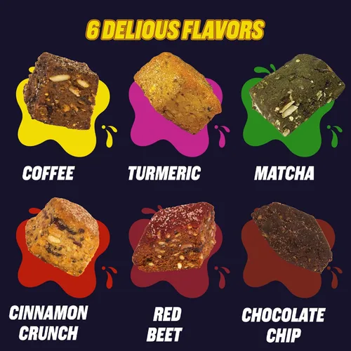 Miniatura 2 de SPARK BITES – Paquete variado de 6 (uno de cada sabor), sin alérgenos, a base de plantas, aperitivo energético saludable – Una liberación constante