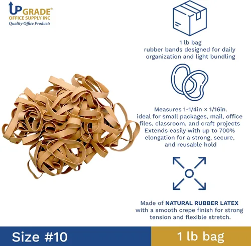 Miniatura 5 de Upgrade Office Supply UPG234107 Bandas de goma, tamaño #107 (7 pulgadas x 5/8 pulgadas), 40 bandas, bolsa de 1 libra, resistente, EE. UU