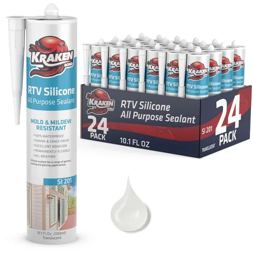 Miniatura 30 de Kraken Bond Sellador de silicona gris resistente al agua Cartucho de 100 a 10 onzas líquidas – RTV silicona calafateo para cocina y baño, todo uso