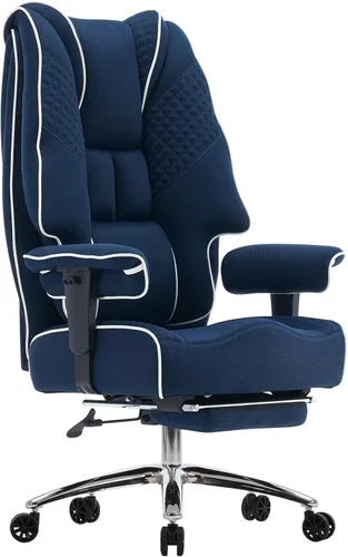 Miniatura 9 de EXCEBET Silla de oficina grande y alta con reposapiés, silla de oficina ejecutiva de piel sintética con respaldo alto, 400 libras, sillas Blanco