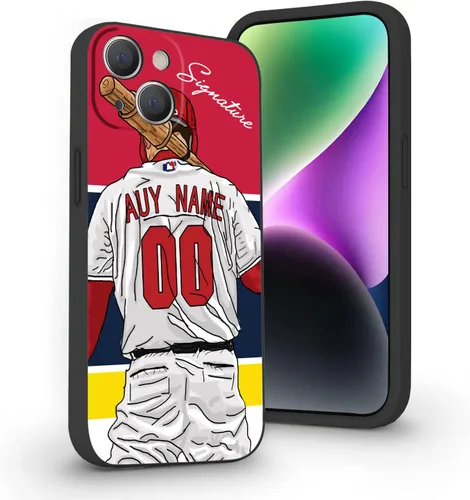 Miniatura 34 de Estuche de Béisbol Personalizado con Nombre y Número de Liquid Silicone para iPhone 17 Air 16 15 Pro Max 14 13 Mini 12 11 Xs Xr SE3 8 7 6 Plus