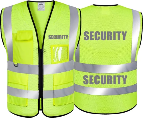 Miniatura 36 de BeautyWill Chalecos de seguridad de alta visibilidad clase 2 con certificación ANSI Chaleco de trabajo de seguridad con cremallera frontal