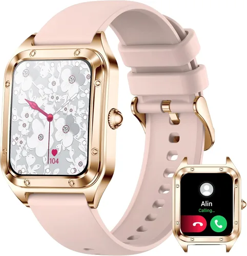 Relojes inteligentes para mujer (dial/respuesta de llamadas) 1.57 pulgadas reloj de fitness ritmo cardíaco monitor SpO2 monitor de sueño, 21 modos