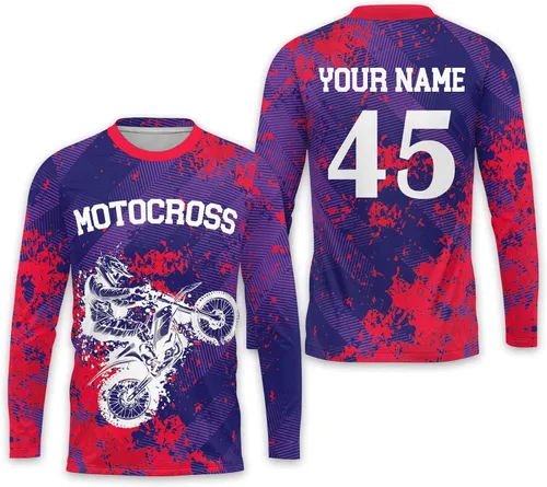 Miniatura 6 de LASFOUR Camiseta de motocross personalizada 3D para niños y jóvenes, camiseta de carreras de motocross para niños y jóvenes, camiseta de conducción