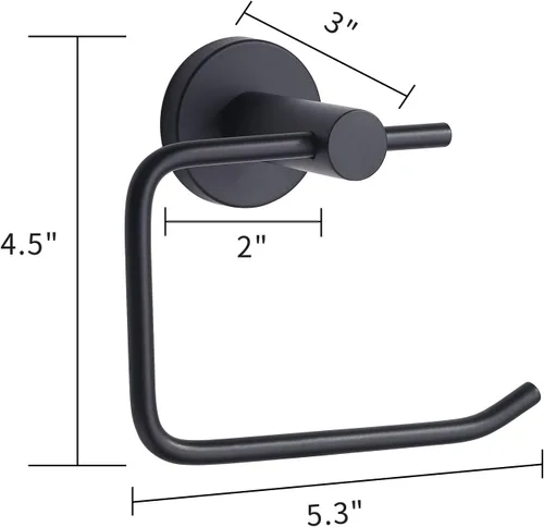 Miniatura 2 de Pulido negro mate del alto grado del tenedor del papel higiénico del acero inoxidable del brazo abierto, instalaciones del cuarto de baño montadas