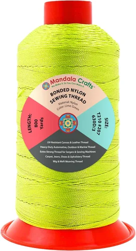 Miniatura 351 de Mandala Crafts - Hilo de nailon para coser cuero, tapicería, mezclilla y para trenzar el pelo; resistente, 1500 yardas, tamaño 69 T70 Marrón