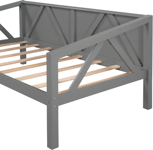 Miniatura 5 de Harper & Bright Designs Marco de madera tamaño individual, soporte de listones de madera, no necesita somier, gris