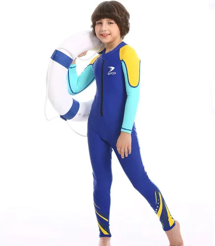 ZCCO Traje de baño para niños, traje de sol de cuerpo completo, traje de agua de una pieza para niños y niñas, de manga larga para nadar