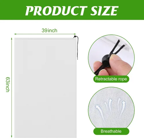 Miniatura 2 de Alpurple Paquete de 2 fundas de invierno con cordón para plantas de gran tamaño, 39 x 63 pulgadas, bolsas cálidas de protección para plantas, manta