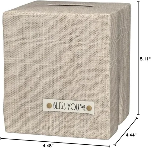 Miniatura 10 de Elegante funda para caja de pañuelos: este soporte de lino beige cubre instantáneamente tus cajas de pañuelos cuadradas, la cubierta de cubo