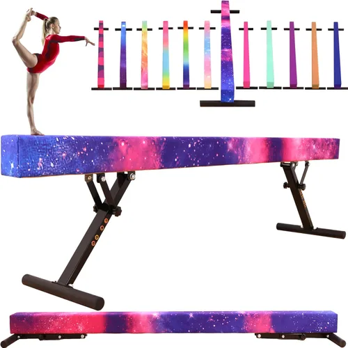 Barra de equilibrio de gimnasia de 8 pies con altura ajustable de 7 pulgadas a 22 pulgadas para niños, uso en el hogar, Barra de equilibrio