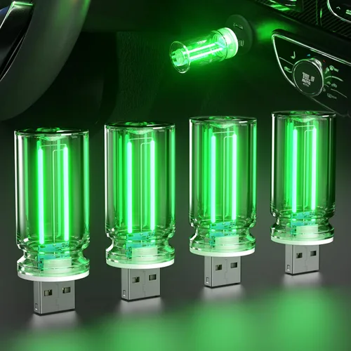 Miniatura 8 de PSEQT Luces Interiores Retro para Coche USB, Luces de Ambiente Mini Neón con Atenuación Táctil, Lámparas Decorativas para Coche con Enchufe