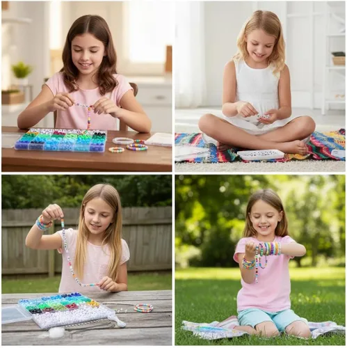 Miniatura 8 de HardyGuo - Cuentas de poni de 24 colores con letras para hacer pulseras de amistad, adecuadas para principiantes, como regalo