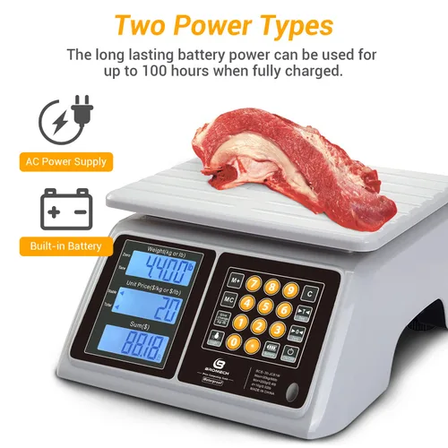 Miniatura 6 de Báscula comercial impermeable para alimentos de 66 libras con cálculo de precios, báscula digital recargable para carne, mariscos, productos