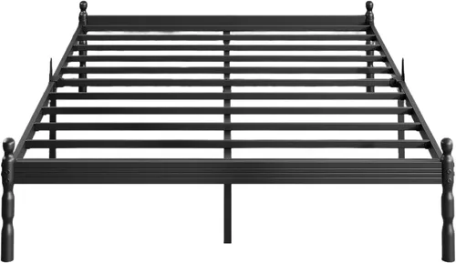 ZIYOO Marco de cama Queen de metal de 14 pulgadas con estilo vintage, tope deslizante para colchón, listones de acero resistente de 1500 libras, no